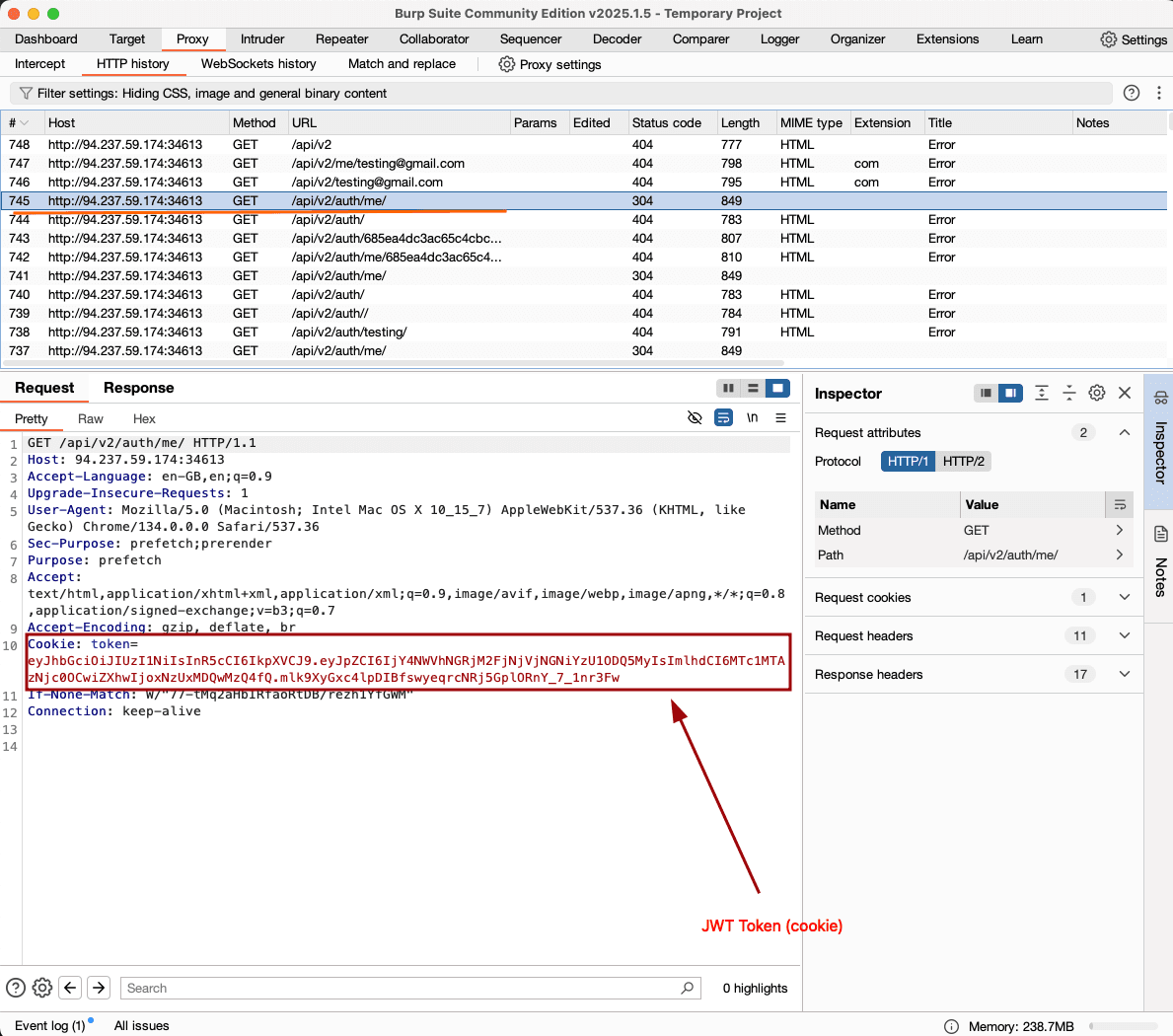 JWT Token in request headers